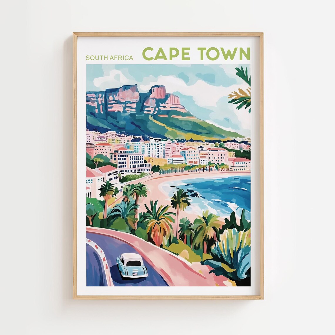Cape Town Retro Coastal Travel Poster Print