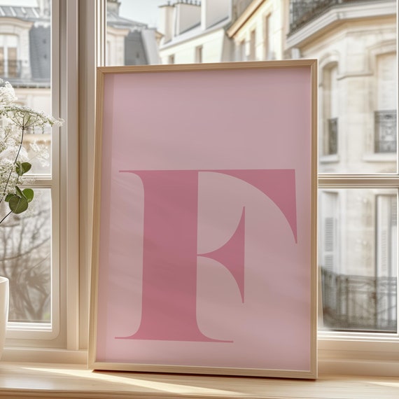 Pink Letter F Poster Initial F Big Letters For Wall Alphabet F Letter Art Letters For Nursery Pink Wall Art Capital Letter Wall Decor