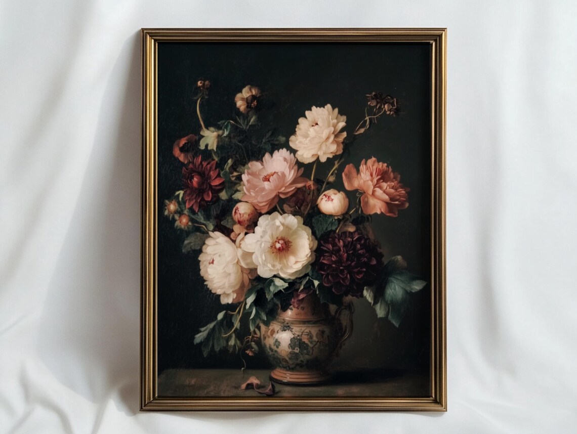 Moody Floral Vintage Print, Farmhouse Wall Decor - Image 2