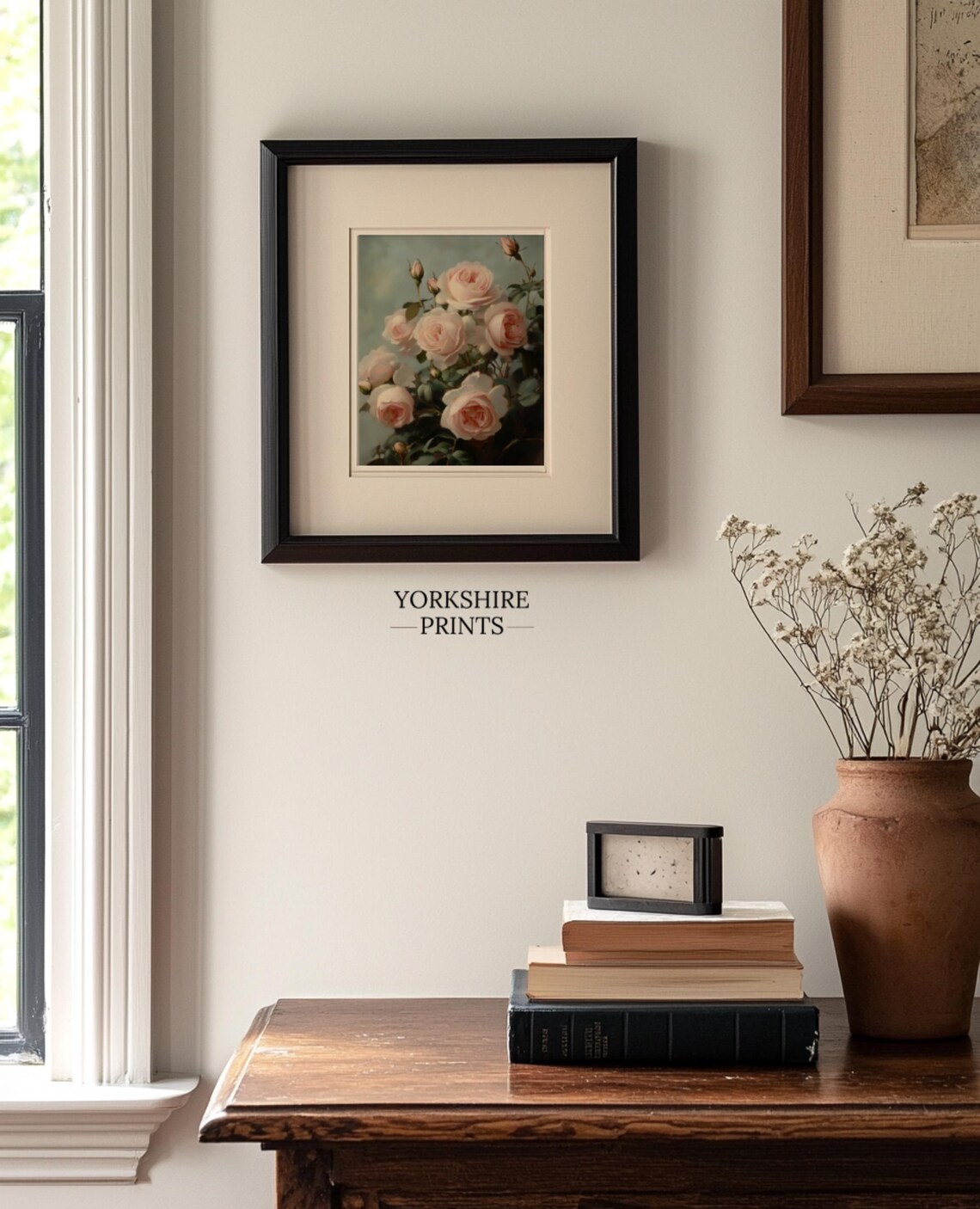 Blush Pink Roses Romantic Vintage Bouquet Moody Floral Poster - Image 3