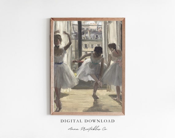 Three Dancers Antique Painting Of Three Ballerinas For Edgar Degas Wall Art Vintage Girls Ballet Decor