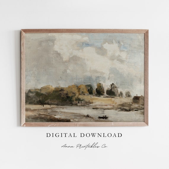 Shirehampton Antique English Landscape Painting For Vintage Cottage Farmhouse Wall Art Fine Art Print Decor