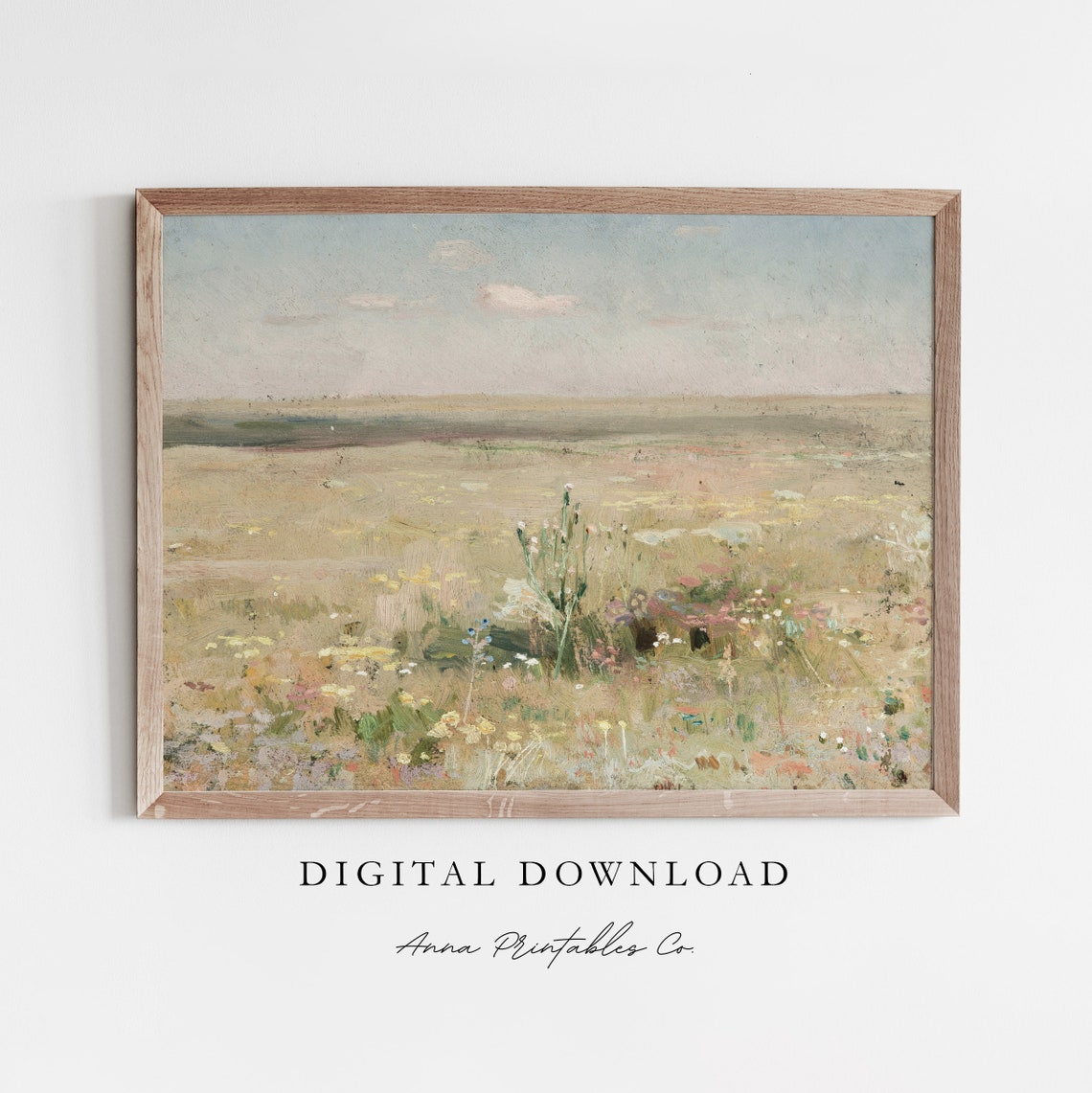 Wildflower Meadow Open Field Impressionist Landscape Art Poster