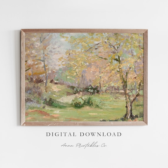 Spring Forest Impressionist Painting Dappled Light Woodland Poster