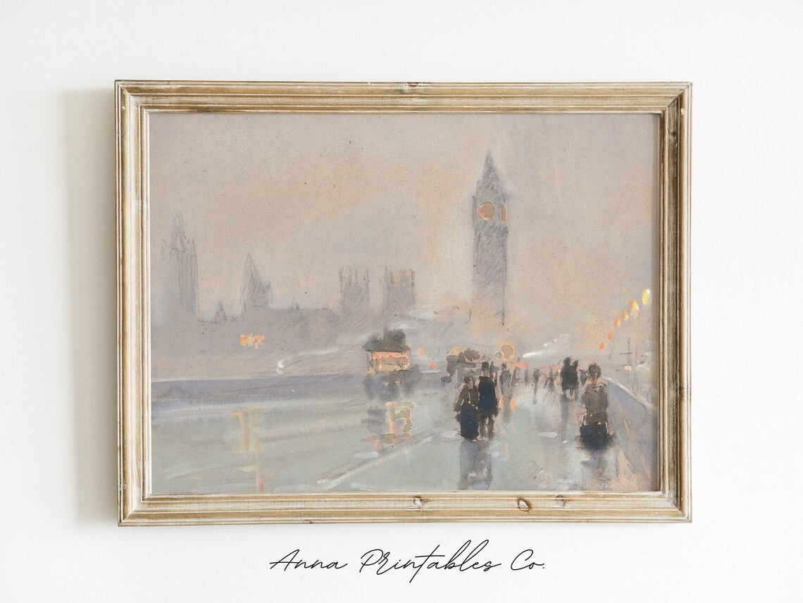Big Ben Antique London Cityscape Art Print - Image 2