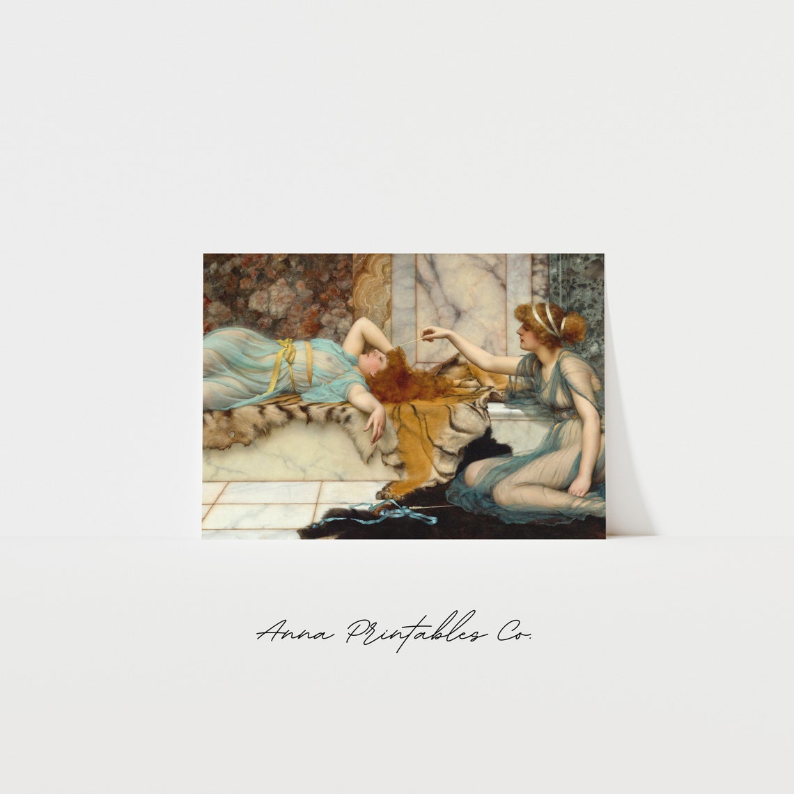 Mischief And Repose Two Classical Women Marble Bench Antique Poster