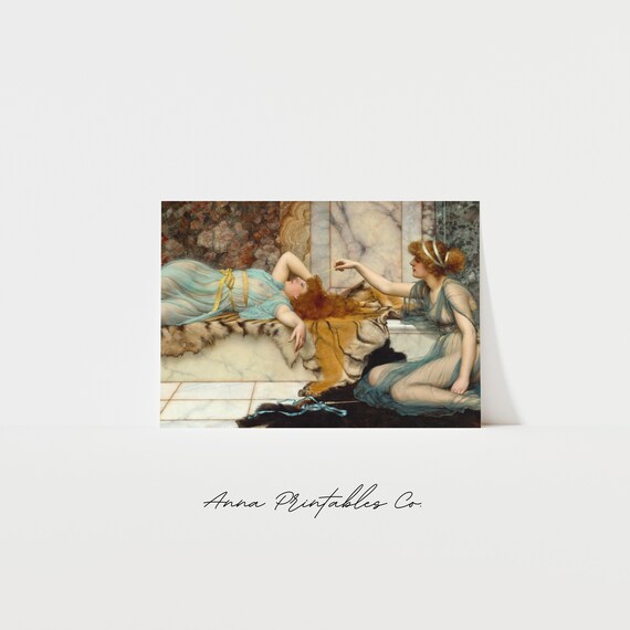 Mischief And Repose Two Classical Women Marble Bench Antique Poster