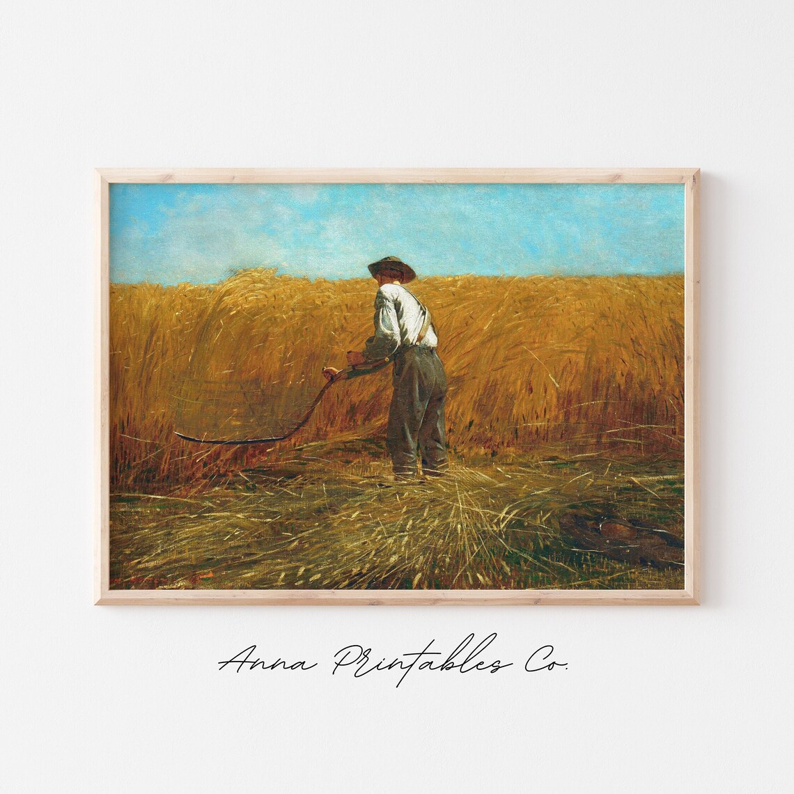 Farmer Reaping Wheat Field Vintage Harvest Scene Painting Poster - Image 2