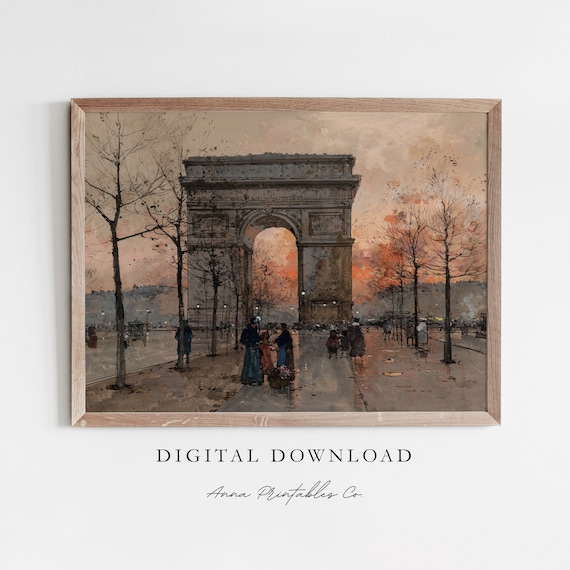 Arc De Triomphe Vintage Parisian Cityscape Art Print