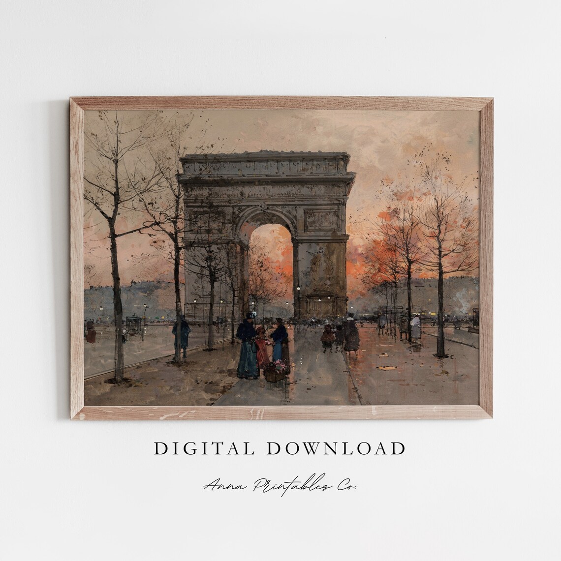 Arc De Triomphe Vintage Parisian Cityscape Art Print