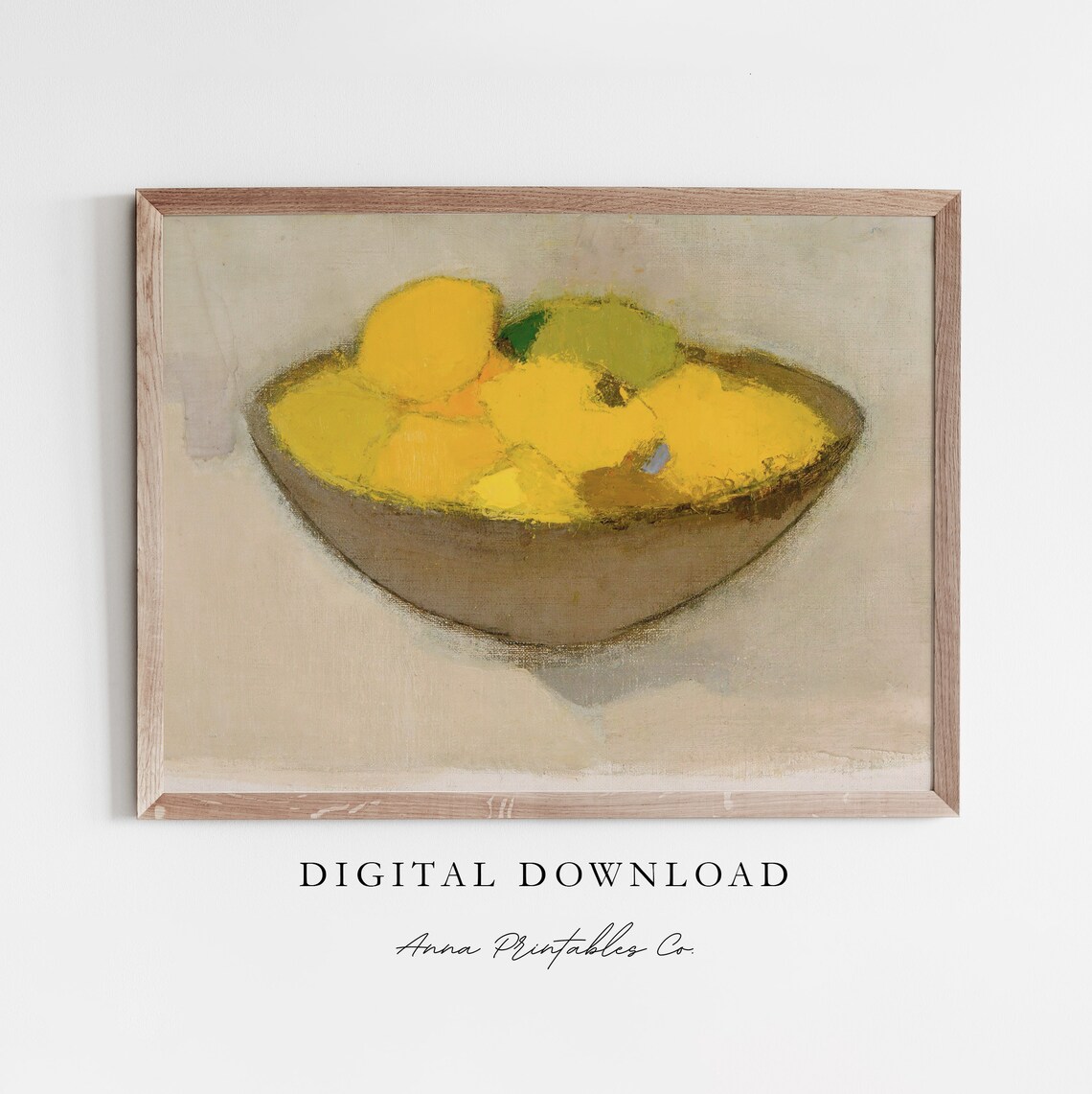 Bowl of Yellow Lemons Modernist Still Life Minimalist Art Print