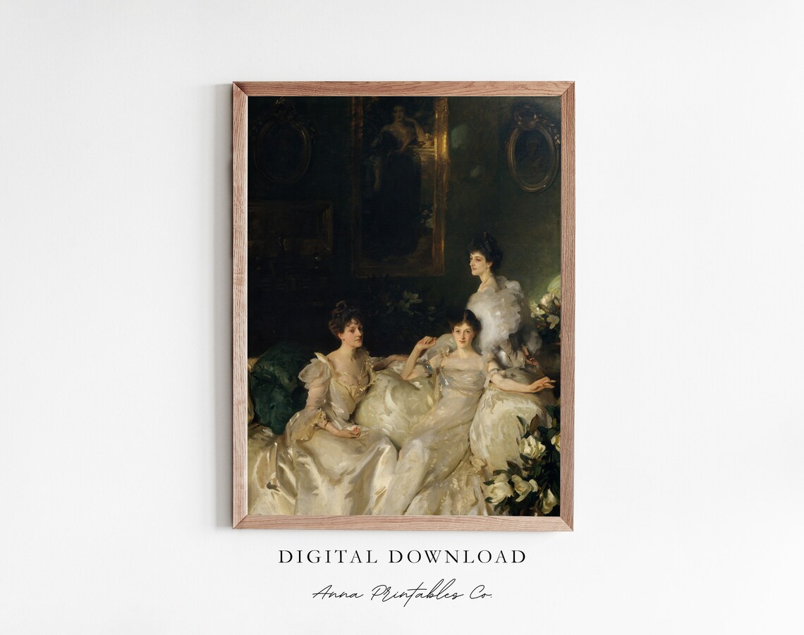 Three Sisters In White Gowns Sargent Society Portrait Art Poster