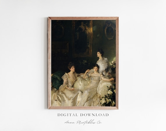 Three Sisters In White Gowns Sargent Society Portrait Art Poster