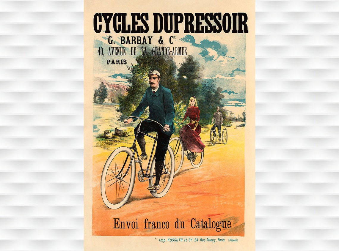 Cycles Dupressoir G Barbay Paris French Vintage Bicycle Ad Poster