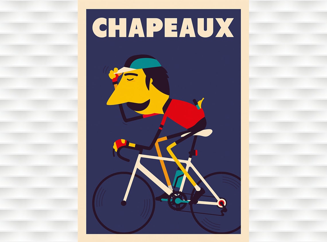 Chapeaux Cyclist Tipping Cap Retro Bicycle Racing Poster Art