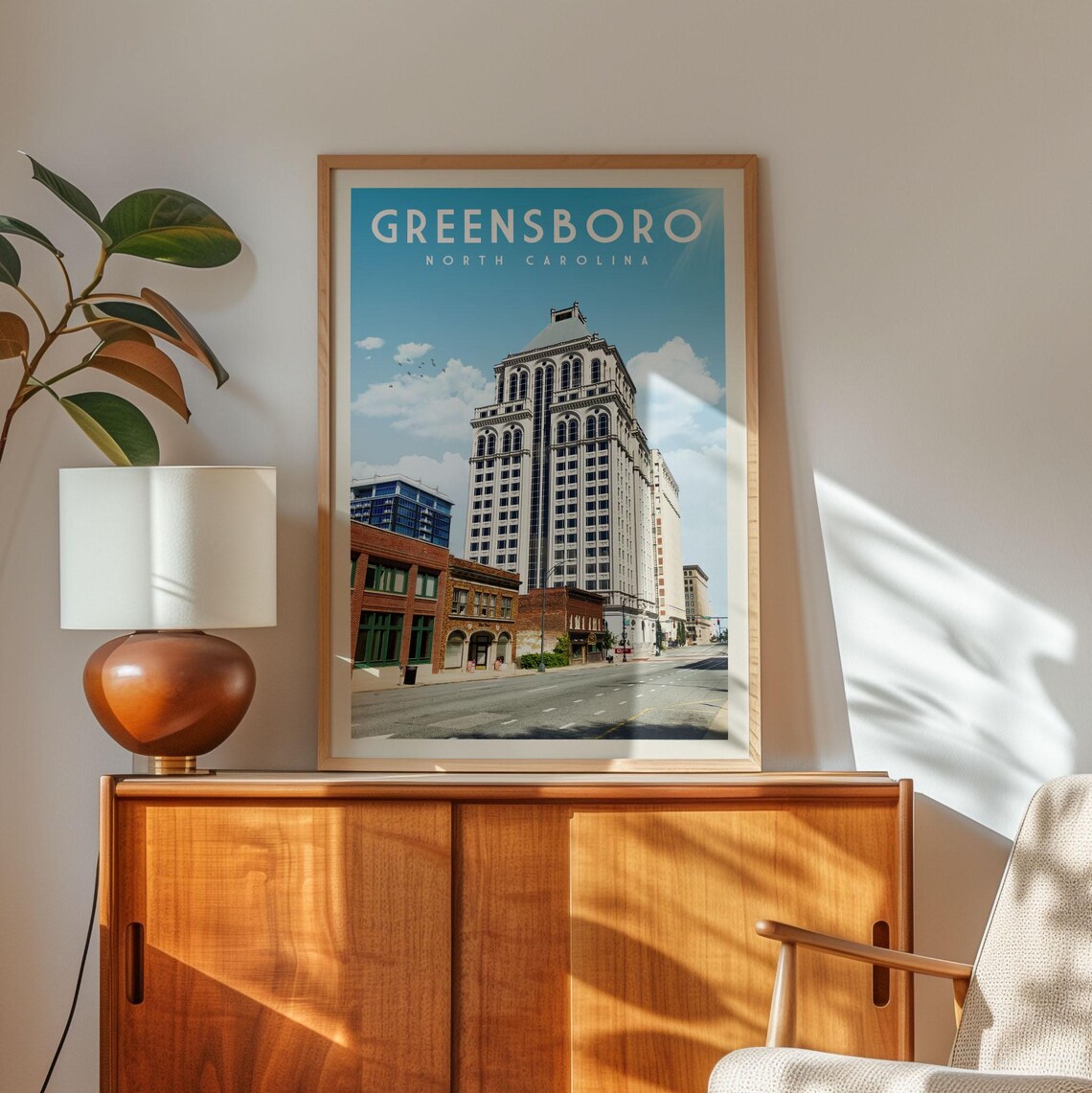 Greensboro Vintage North Carolina Travel Poster