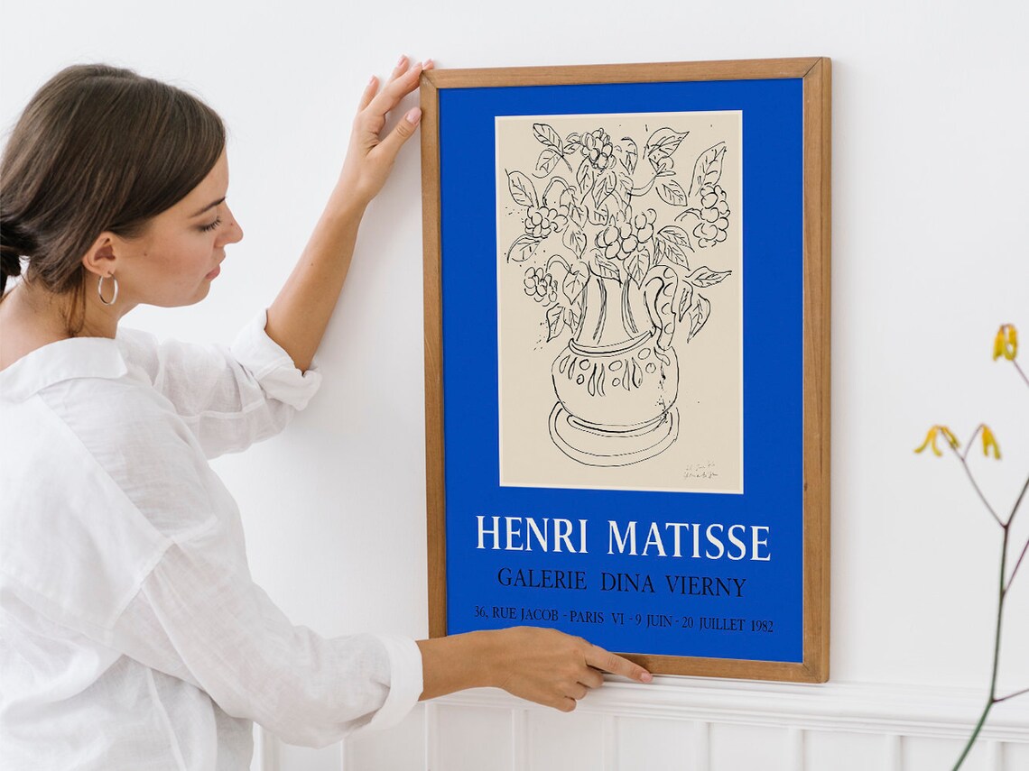 Henri Matisse Flower Pitcher Ink Line Drawing 1982 Paris Gallery Poster - Image 4
