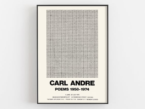 Carl Andre Poems 1958 to 1974 Concrete Poetry Oxford Exhibition Poster