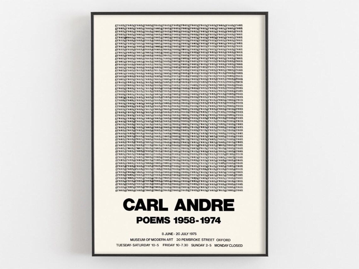Carl Andre Poems 1958 to 1974 Concrete Poetry Oxford Exhibition Poster