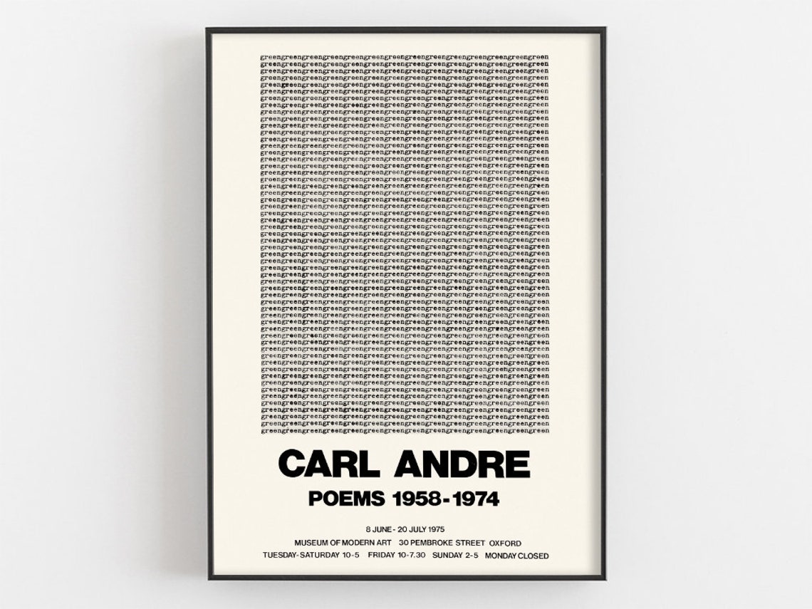 Carl Andre Poems Exhibition Poster Modern Art Oxford Print English Litrature Wall Decor Artist Teacher Gifts Retro Poetry Museum Artwork