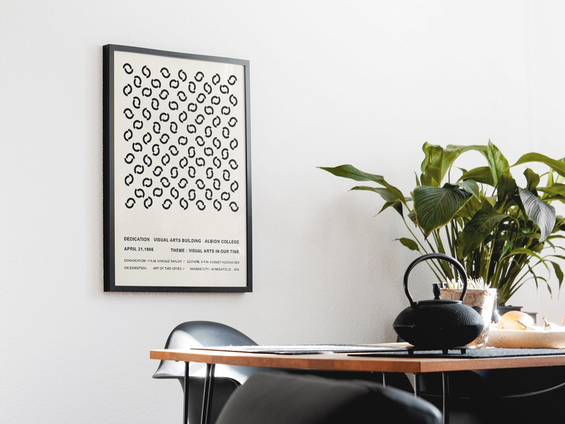 Albion College Visual Arts Building Dedication 1966 Op Art Poster - Image 2