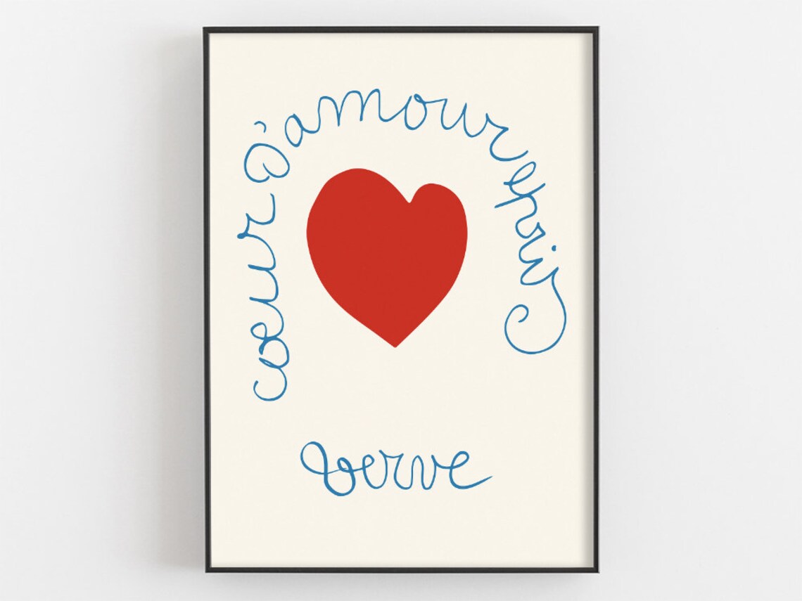 Henri Matisse Heart Print Mid Century Modern Wall Art Coeur Damour Epris Verve Abstract Cut Outs Exhibition Poster Love Gifts For Her