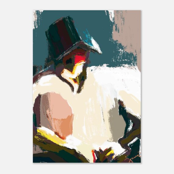 Man Sleeping With Book On Face Semi Abstract Painterly Art Poster