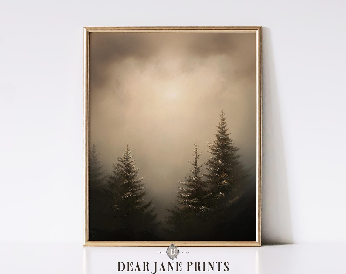 Misty Pine Forest With Golden Light Breaking Through Fog Poster - Image 2