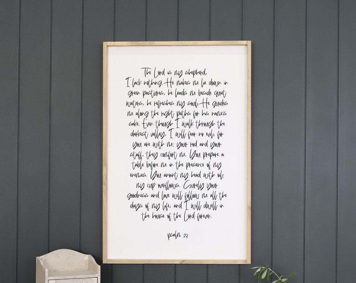 Psalm 23 The Lord Is My Shepherd Scripture Calligraphy Poster