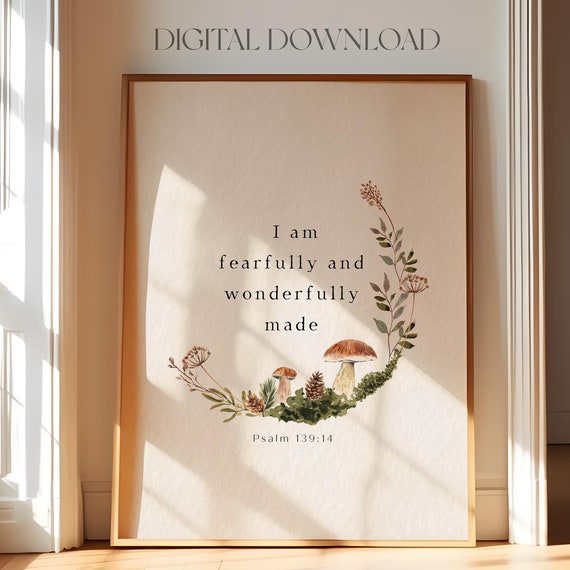 Psalm 139:14 Wildflower Nursery Christian Art Print