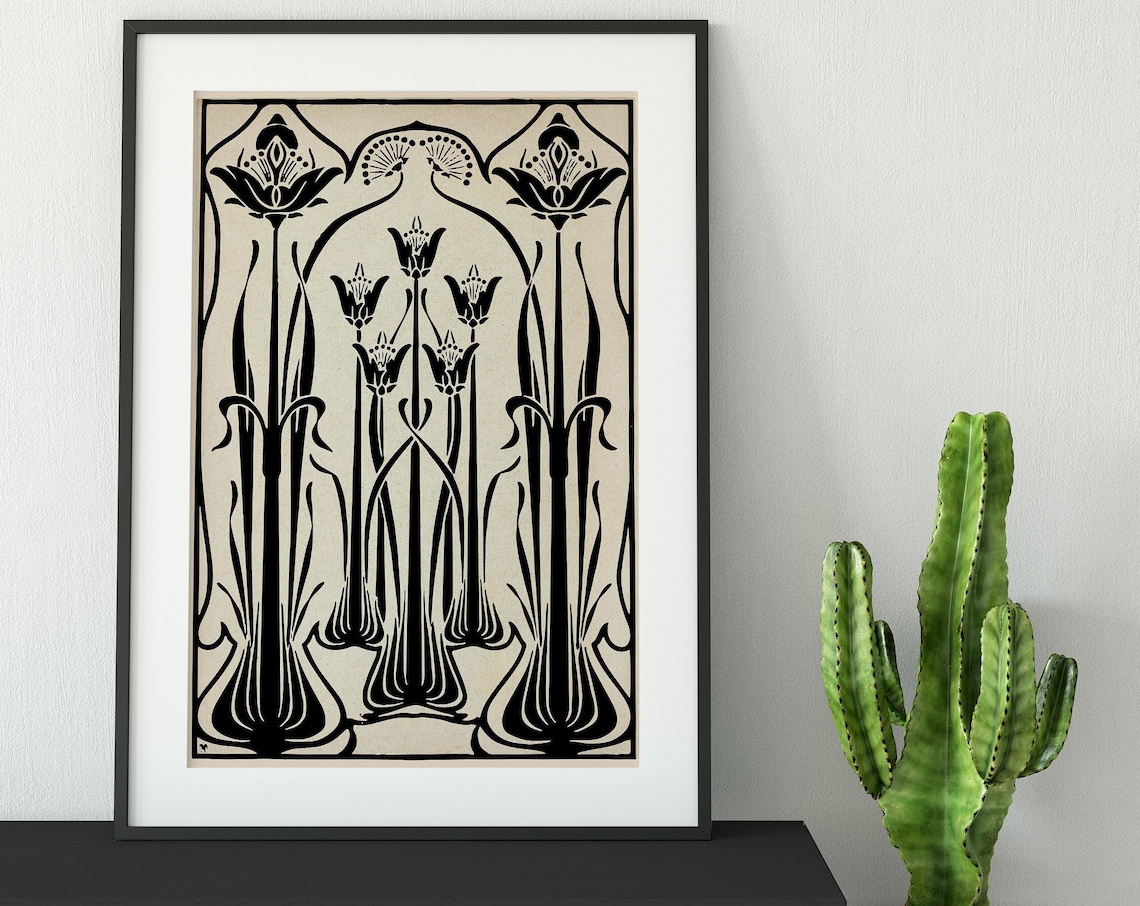 Art Nouveau Poster, Vintage Ornamental Art Print