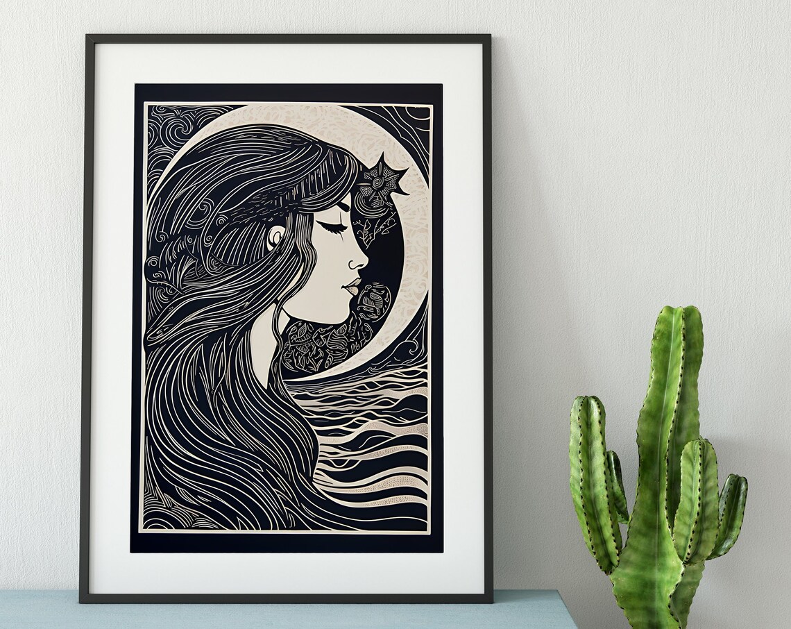 Moon Goddess Bohemian Art Print