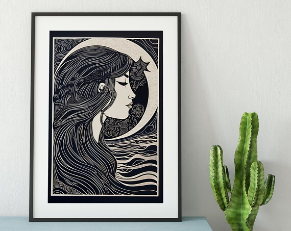 Moon Goddess Bohemian Art Print