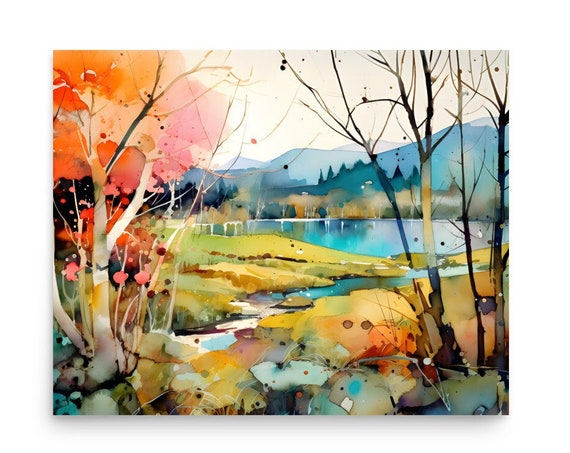 Aspen Colorado Mountain Landscape Watercolor Art Print