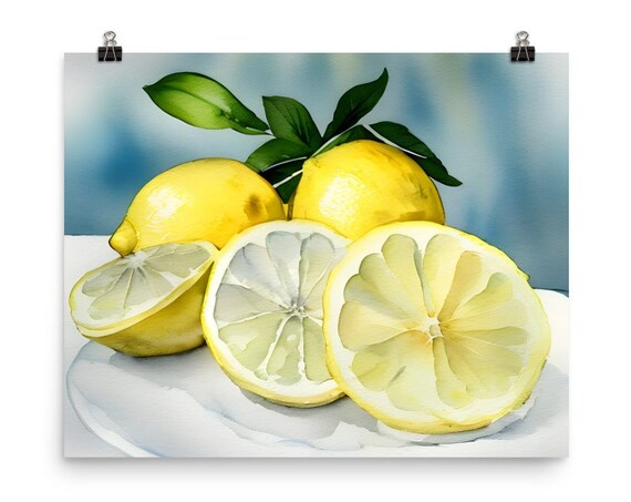 Lemons Still Life Watercolor Painting Kitchen Still Life Print Lemons Print Citrys Fruit Watercolor Wall Art Lemons Art Kitchen Wall Decor
