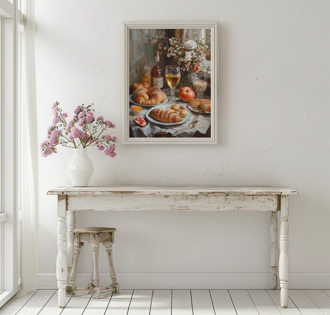 Cottagecore Kitchen Wall Art Print French Kitchen Decor Breakfast Food Print Romantic Wall Art French Country Wall Art French Food Painting - Image 2
