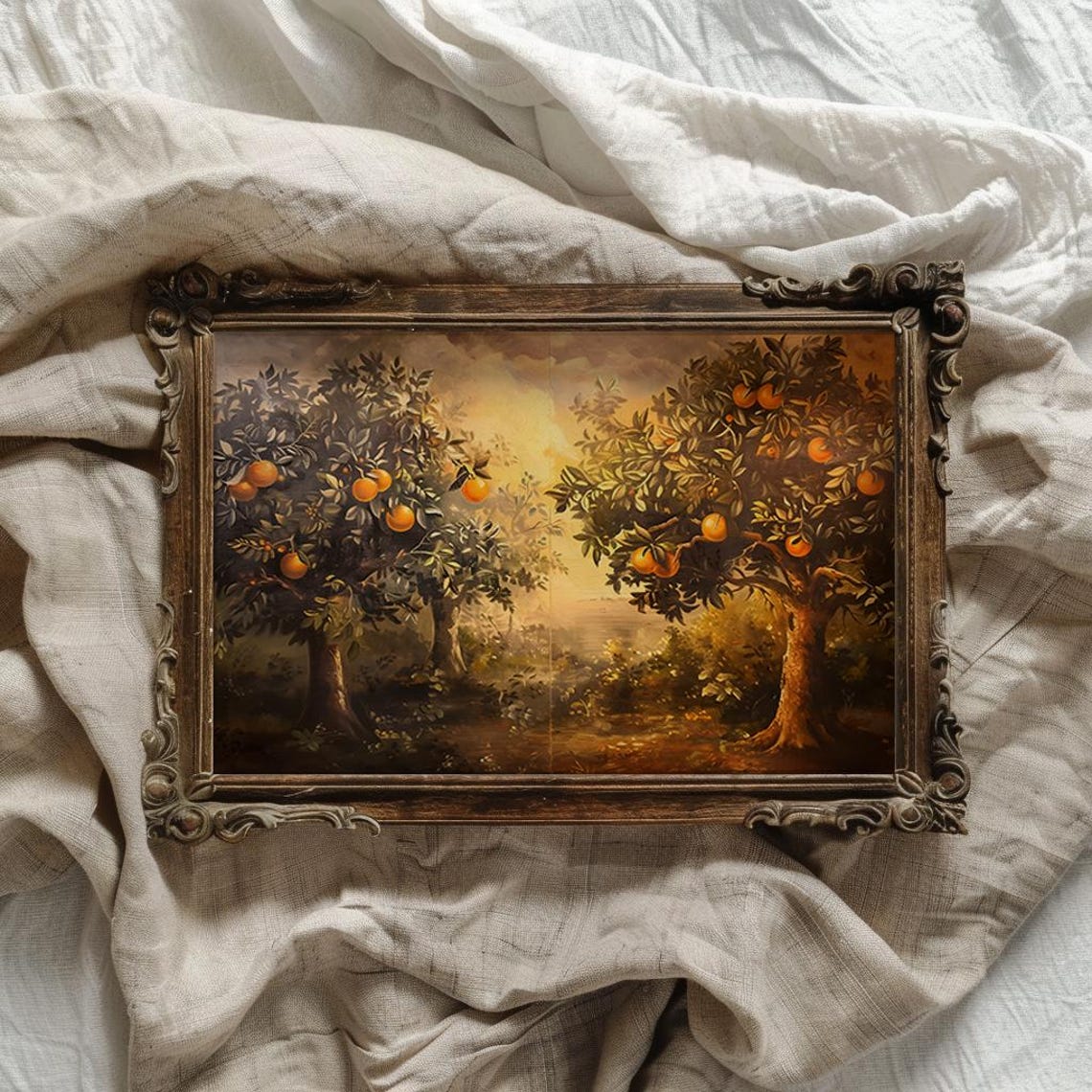 Orange Grove Orchard Painting With Warm Citrus Landscape Glow Poster - Image 3