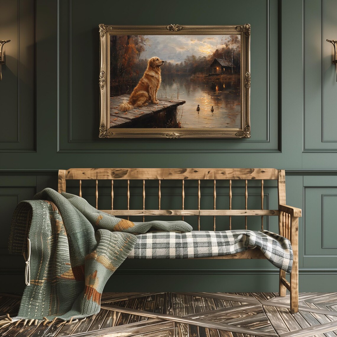 Golden Retriever Art Print, Cabin Hunting Decor - Image 4