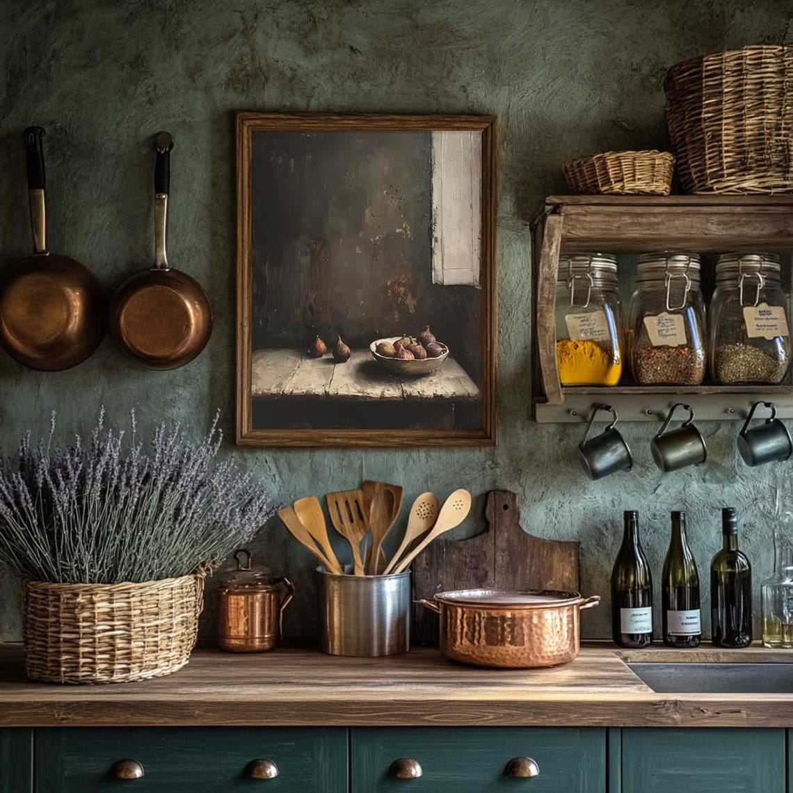 Dark Fig Still Life with a Bowl of Figs on a Rustic Table Poster - Image 4