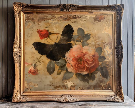 Cottagecore Moth Print Wall Art Cottagecore Reading Nook Decor For Kitchen Wall Art For Bathroom Vintage Moth Dark Academia Decor