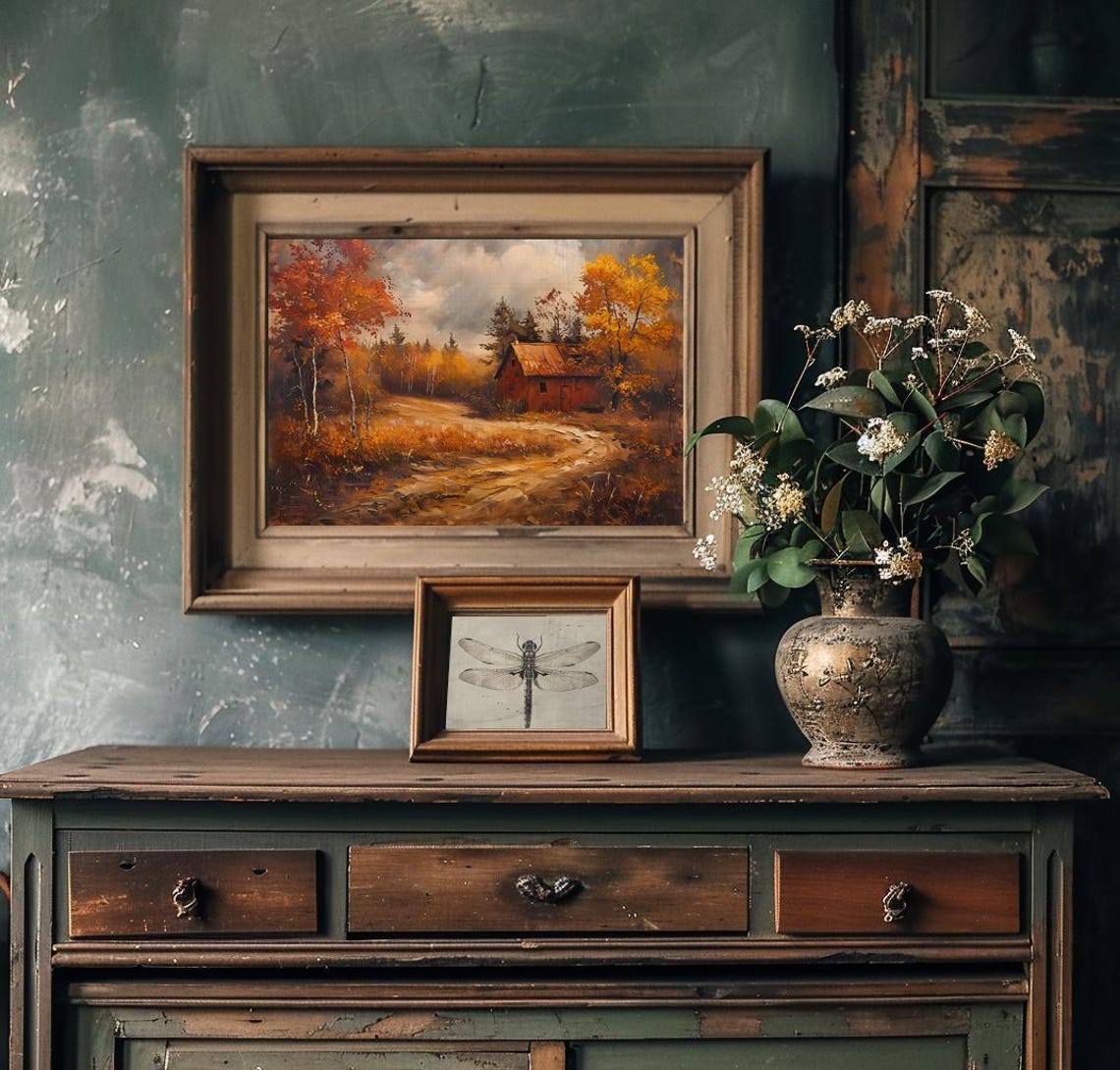 Red Barn In An Autumn Forest With Golden Fall Foliage Poster - Image 2