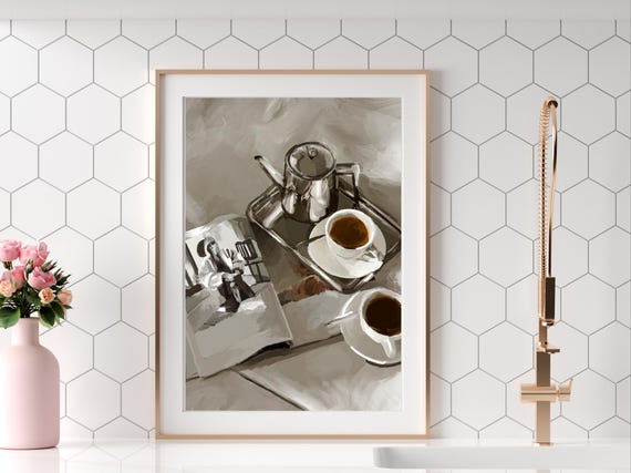 Cozy Coffee In Bed Art Hotelinspired Wall Decor For Bedroom Kitchen Breakfast Oil Painting