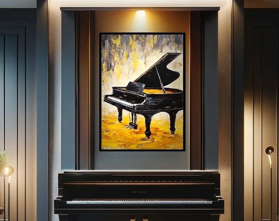 Grand Piano In Black And Gold Poster Elegant Musical Artwork