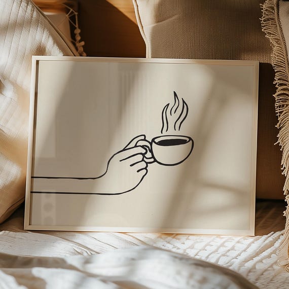Minimalist Coffee Art Espresso Print Simple Line Drawing Poster For Kitchen Decor Digital Download