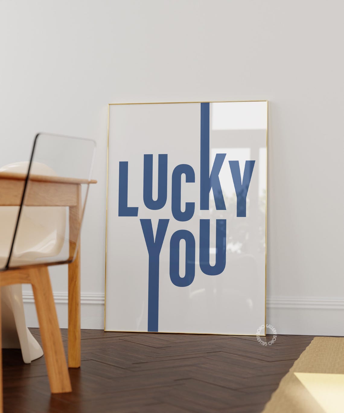 Lucky You Bold Blue Typography Retro Statement Lettering Poster - Image 2