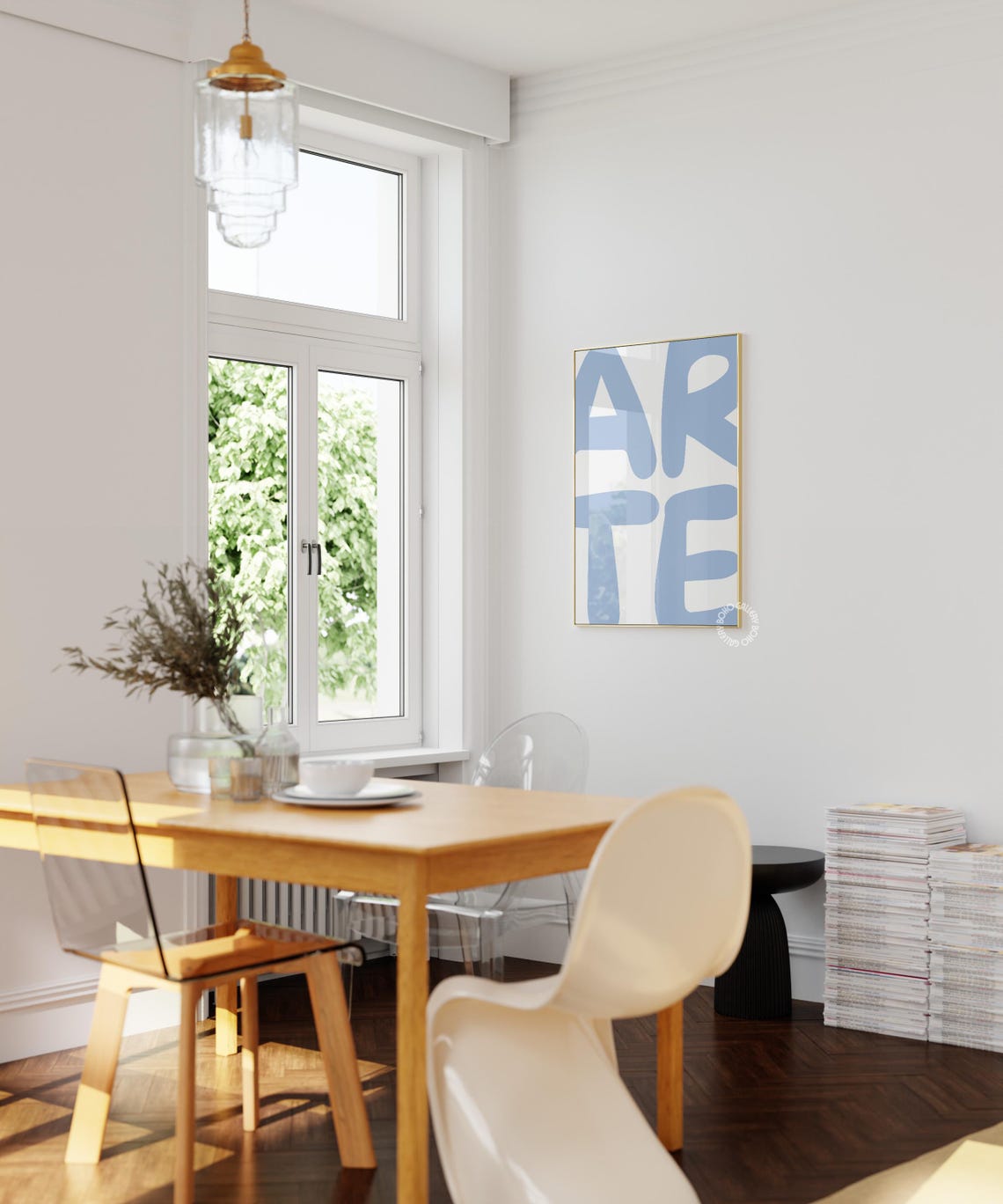 Oversized Light Blue Typography Letters Artistic Minimalist Poster - Image 2