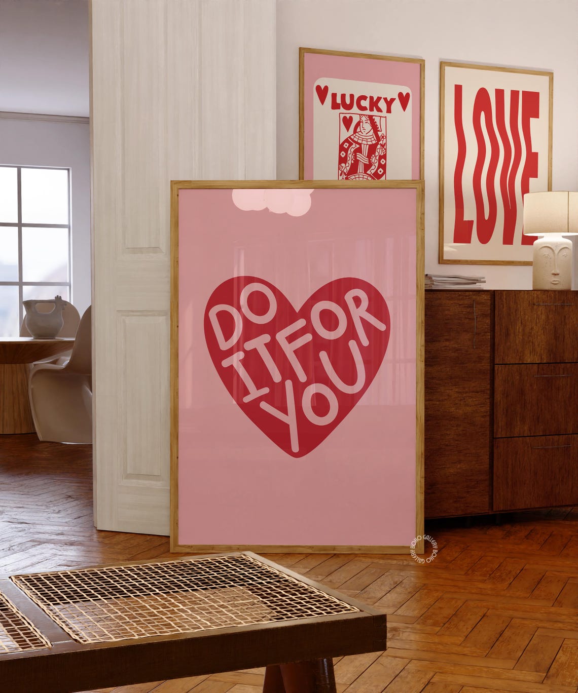 Do It For You Red Heart Pink Motivational Typography Art Poster