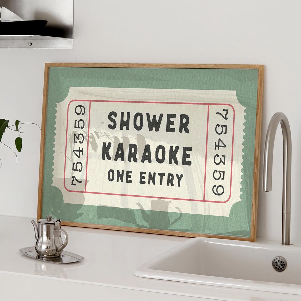 Shower Karaoke Ticket Retro Bathroom Singing Art Print - Image 4