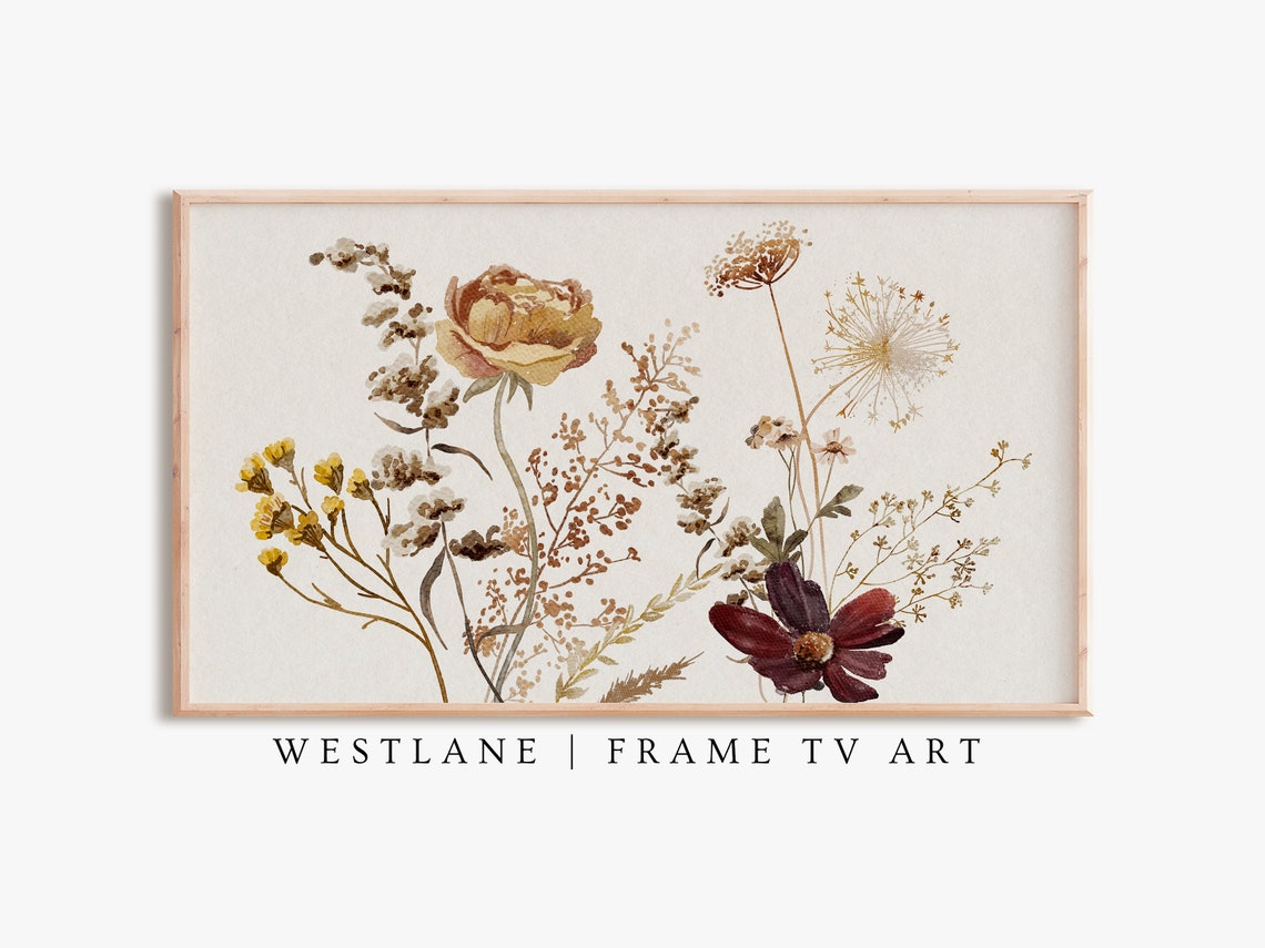 Autumn Wildflower Botanical Dried Flowers Rustic Fall Scene Poster
