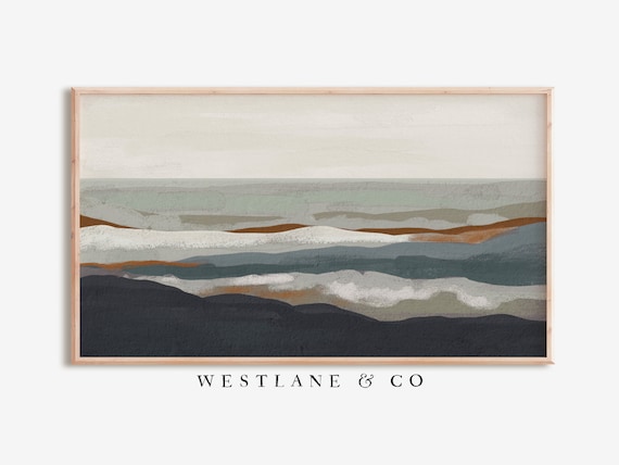 Modern Abstract Seascape Layered Ocean Waves Neutral Art Poster